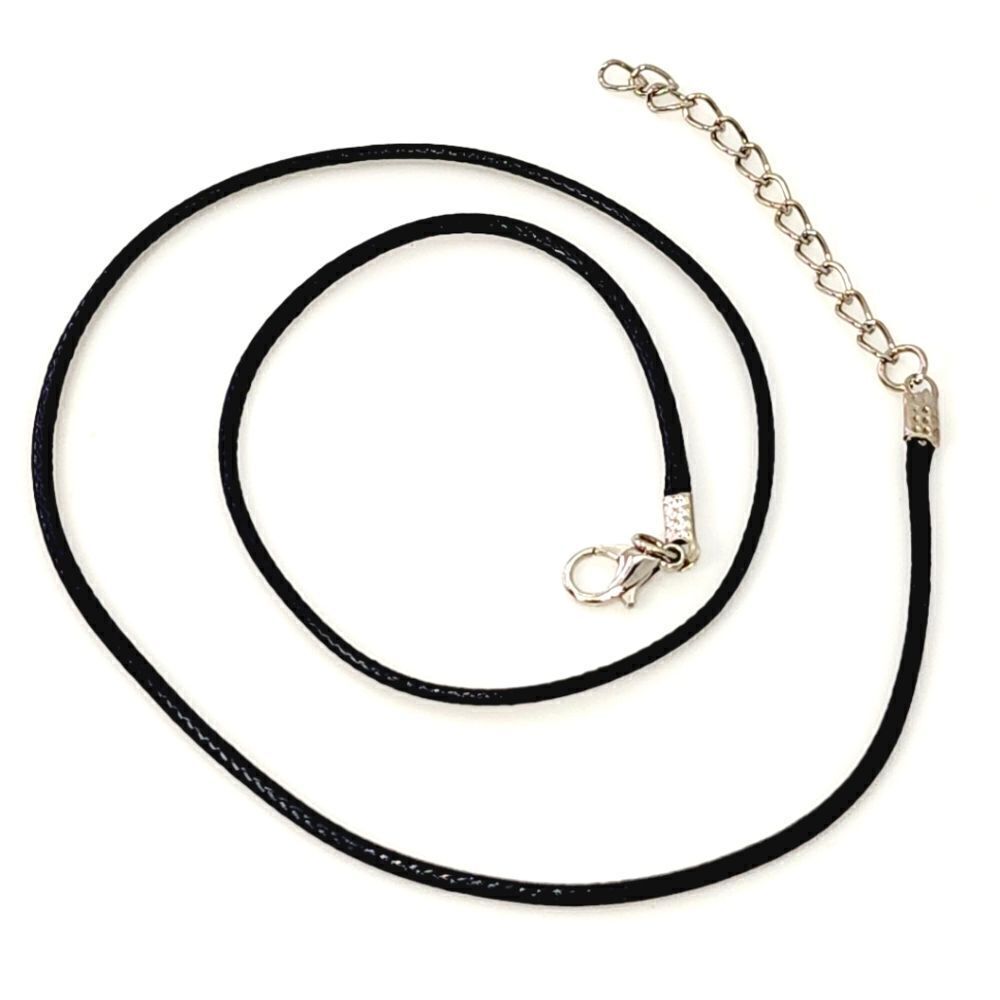 1.5 mm Black Leather Cord Rope Lobster Clasp Necklace Chain (One Piece)